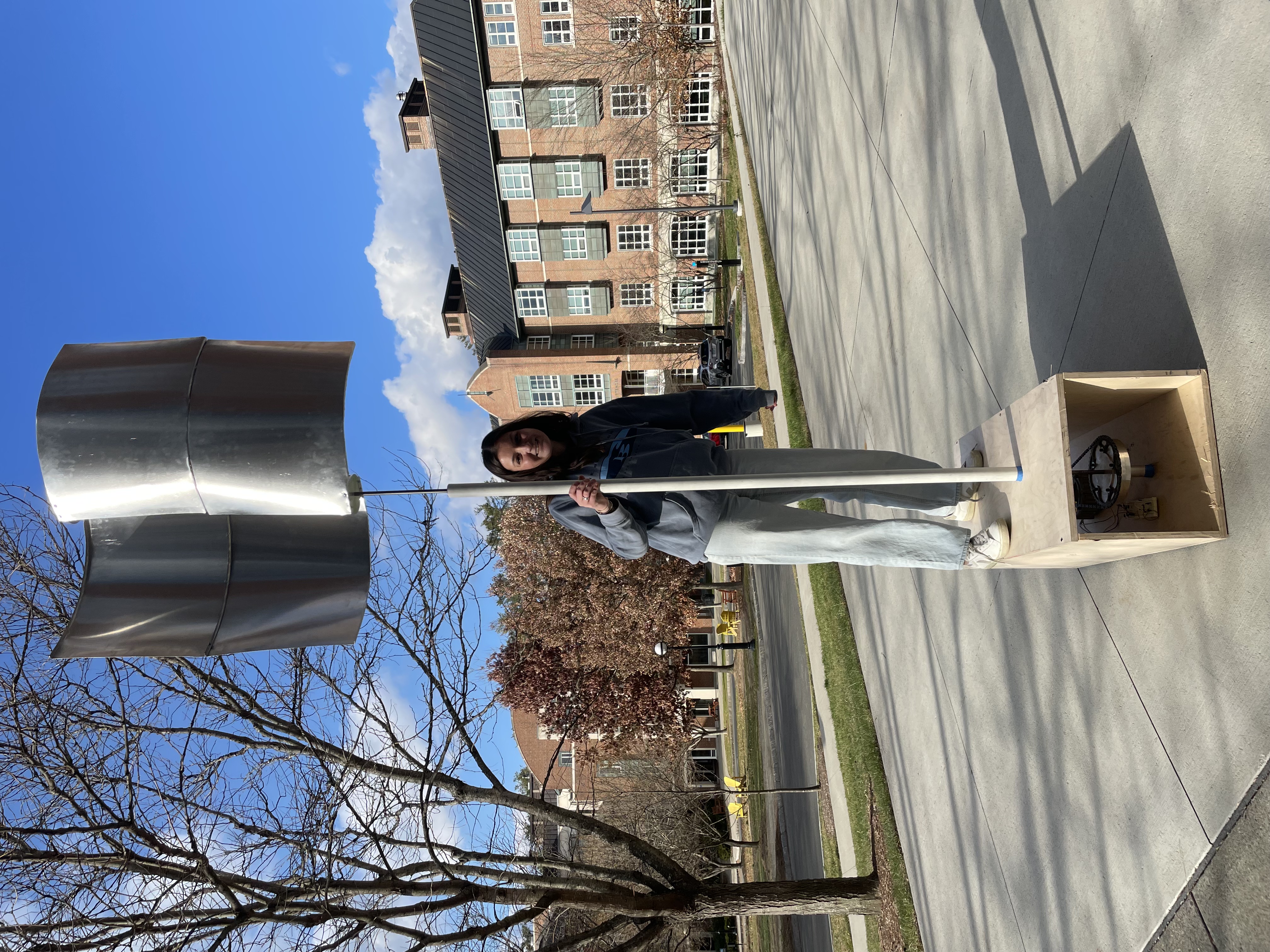 Wind turbine with person
