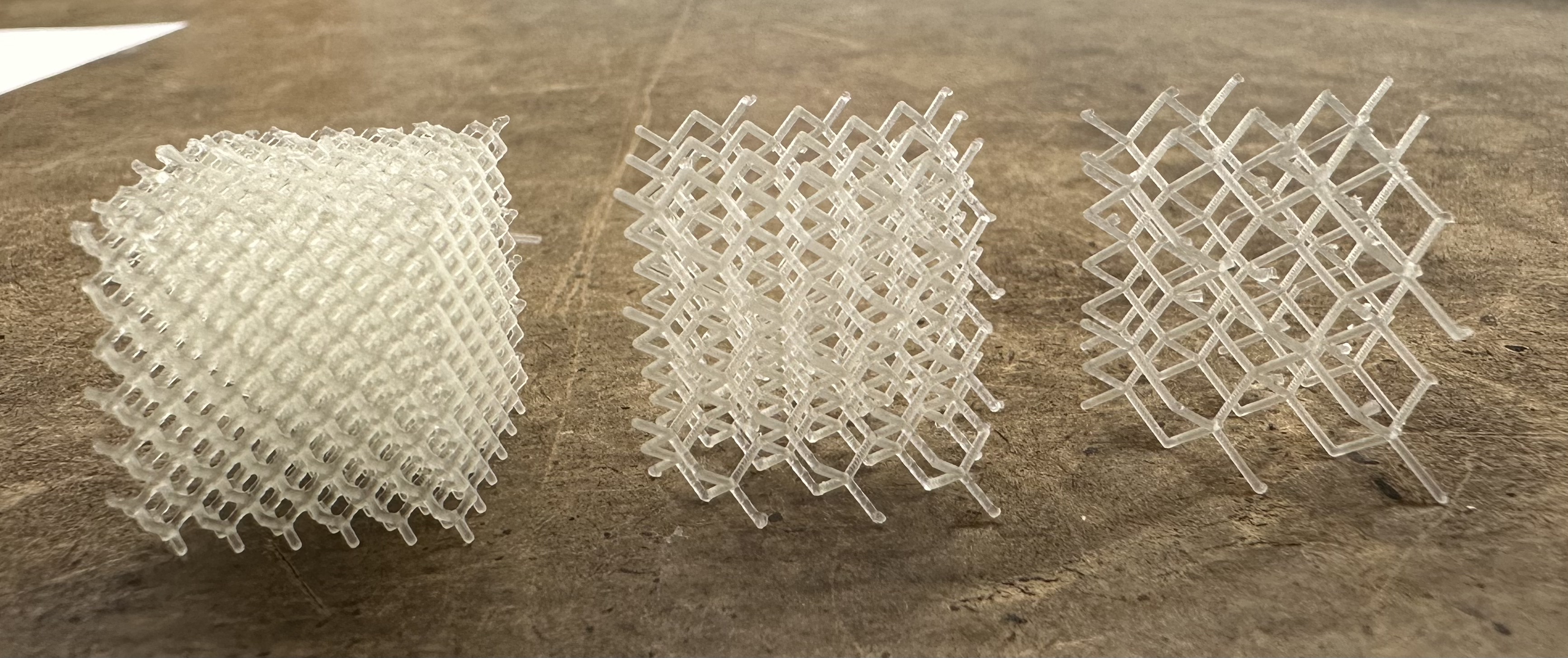 3D printed lattice samples